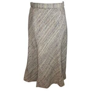 VTG 60s Bespoke S Wool Midi Skirt Retro Mod Dark Academia Twee Preppy Minimalist